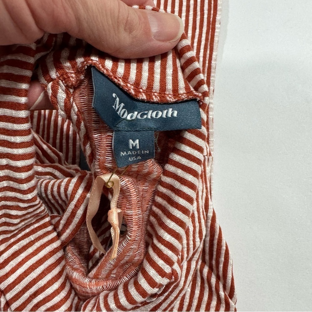 New ModCloth For the Bliss of It Jumpsuit Orange Stripes - Picture 4 of 9